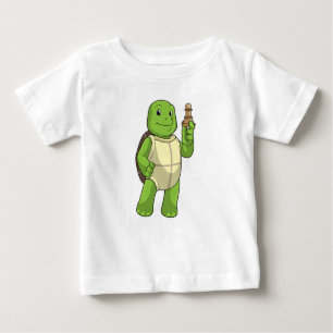Turtle at Chess with Chess piece Pawn Baby T-Shirt