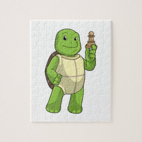 Turtle at Chess with Chess piece Pawn Jigsaw Puzzle