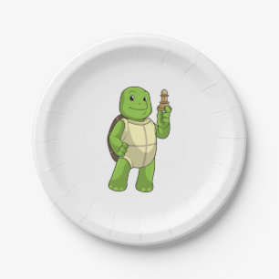 Turtle At Chess With Chess Piece Pawn Paper Plates