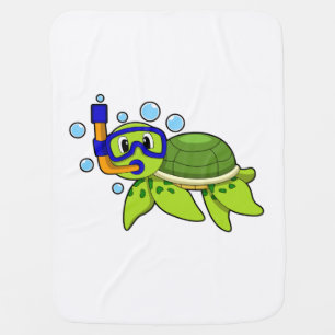 Turtle at Diving with Snorkel Baby Blanket