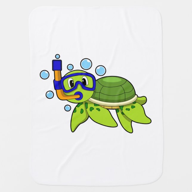 Turtle at Diving with Snorkel Baby Blanket (Front)