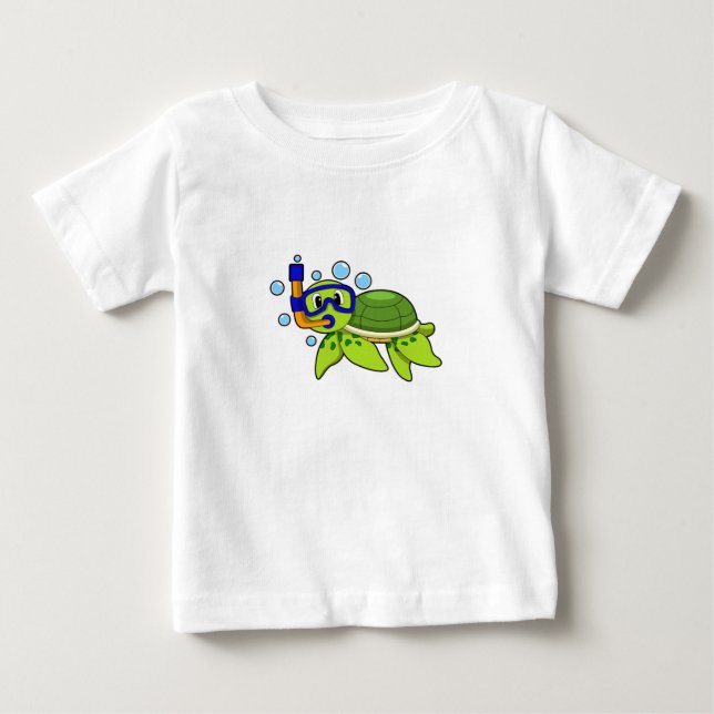 Turtle at Diving with Snorkel Baby T-Shirt (Front)