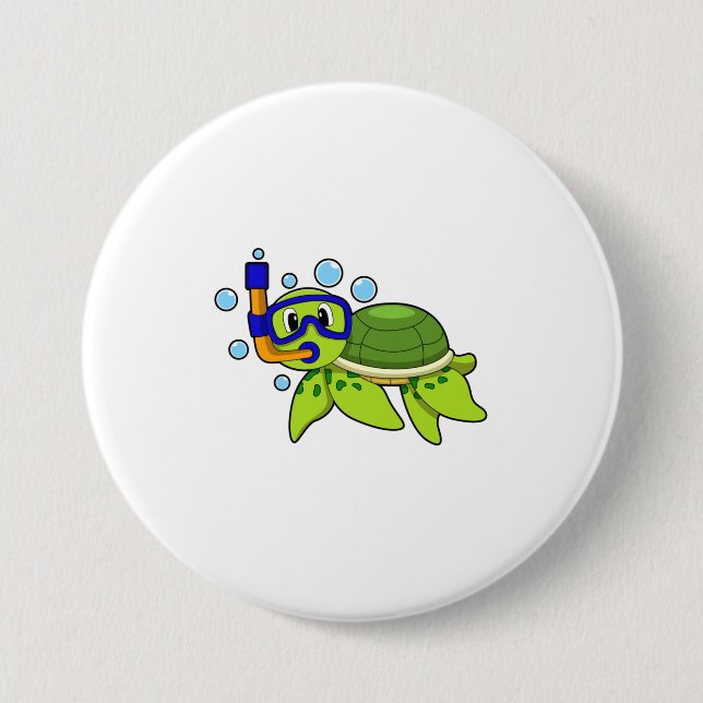 Turtle at Diving with Snorkel Button (Front)