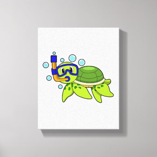Turtle at Diving with Snorkel Canvas Print