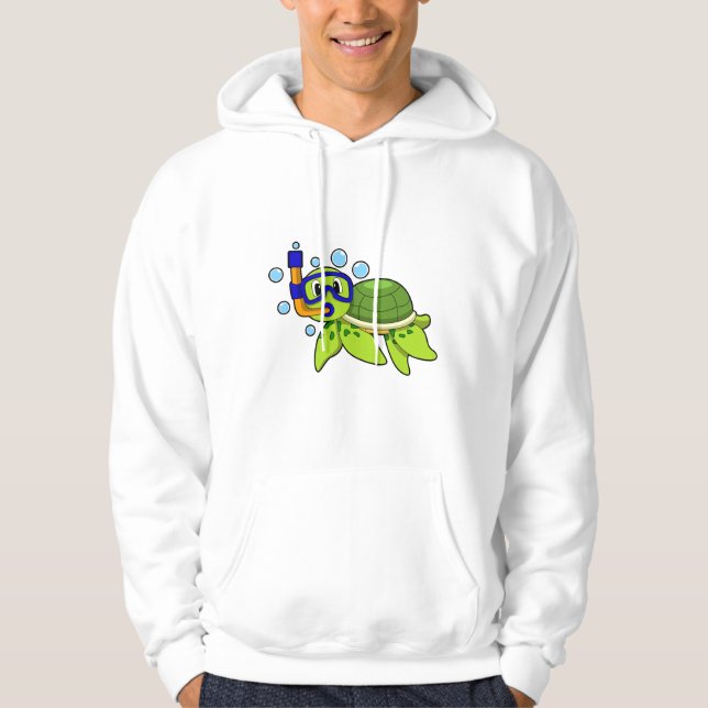 Turtle at Diving with Snorkel Hoodie (Front)