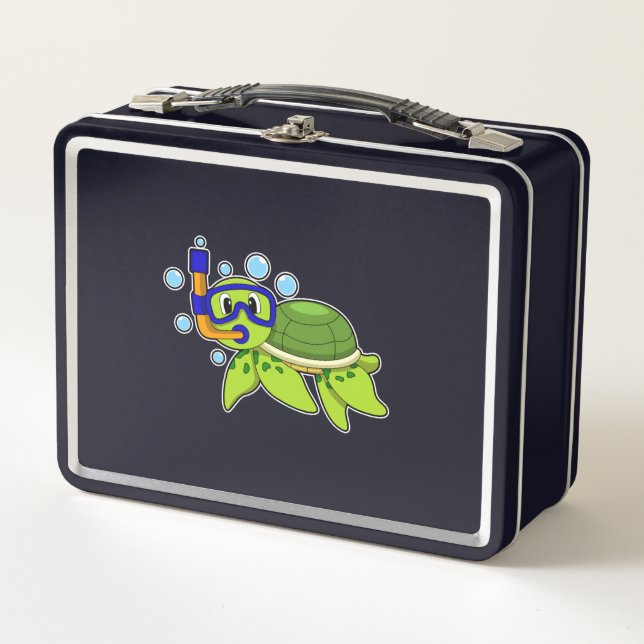 Turtle at Diving with Snorkel Metal Lunch Box (Front)