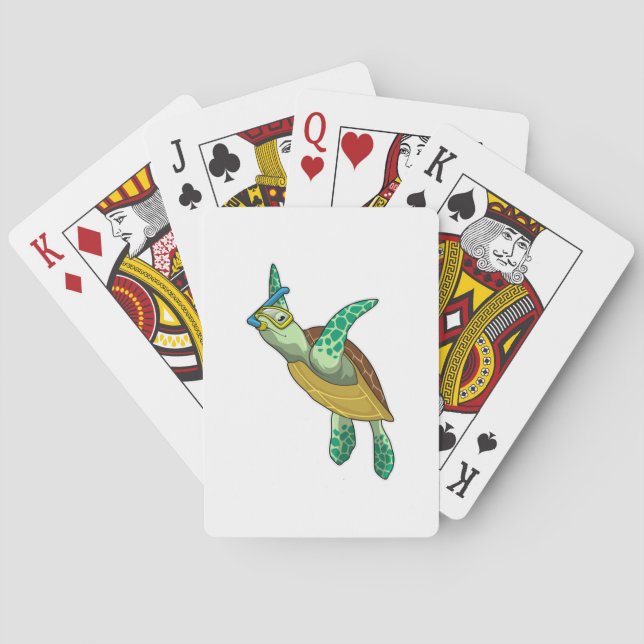 Turtle at Diving with Snorkel Poker Cards (Back)