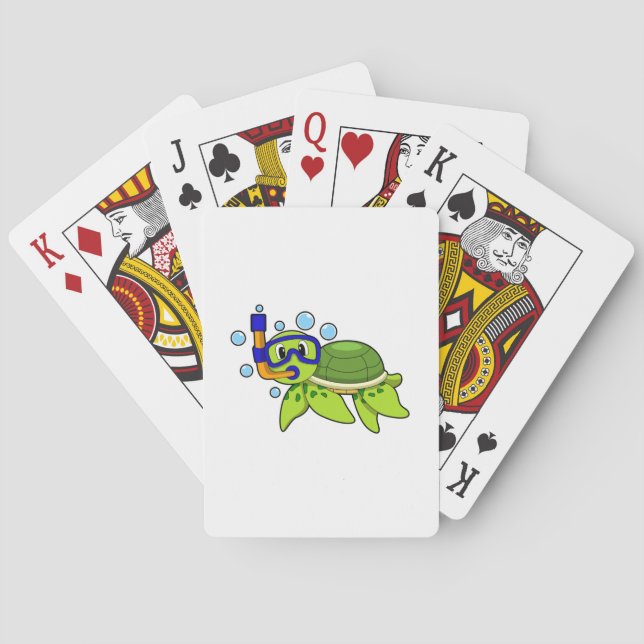 Turtle at Diving with Snorkel Poker Cards (Back)