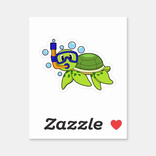 Turtle at Diving with Snorkel Sticker