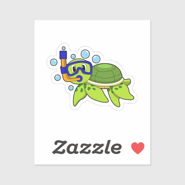 Turtle at Diving with Snorkel Sticker (Sheet)