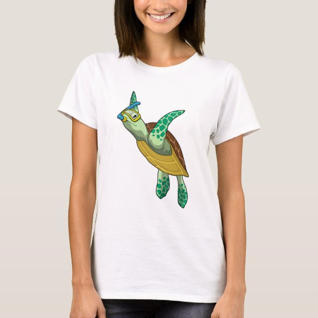 Turtle at Diving with Snorkel T-Shirt (Front)