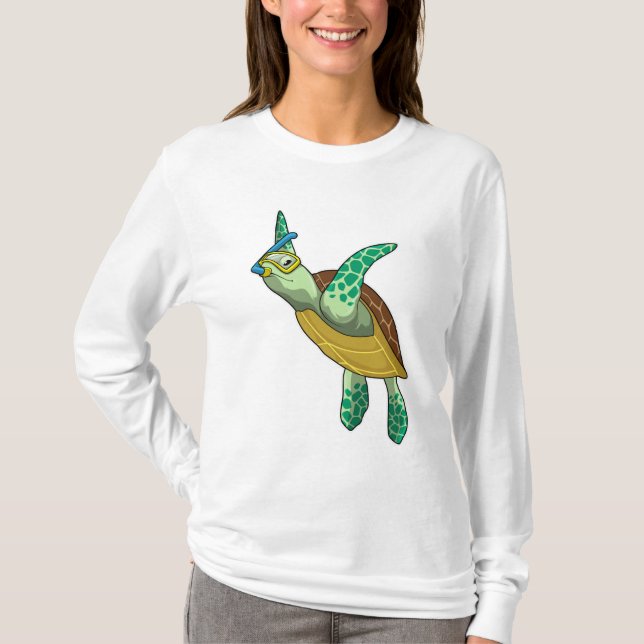 Turtle at Diving with Snorkel T-Shirt (Front)