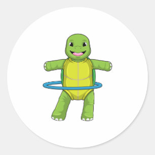Turtle at Fitness with Fitness tires Classic Round Sticker