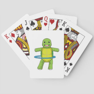 Turtle at Fitness with Fitness tires Poker Cards