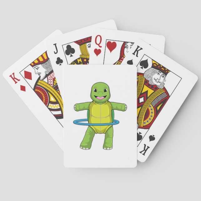 Turtle at Fitness with Fitness tires Poker Cards (Back)