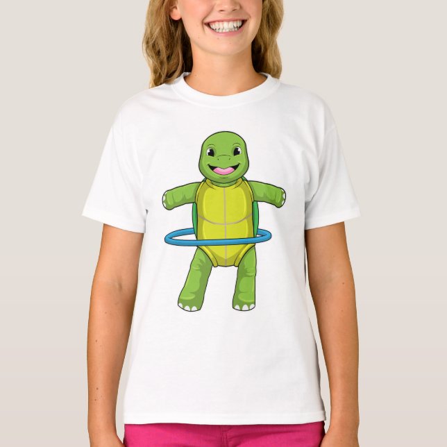 Turtle at Fitness with Fitness tires T-Shirt (Front)