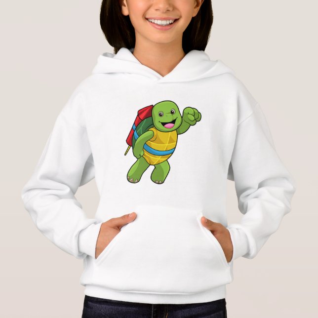 Turtle at Flying with Rocket Hoodie (Front)