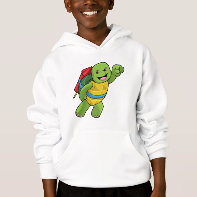 Turtle at Flying with Rocket Hoodie (Front)