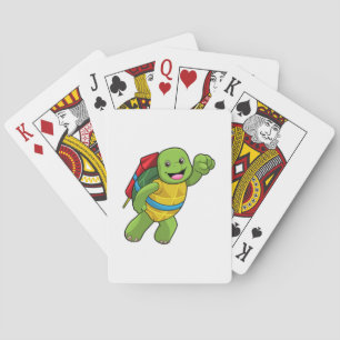 Turtle at Flying with Rocket Poker Cards