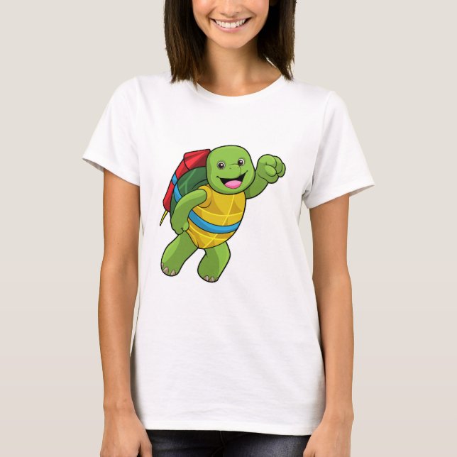 Turtle at Flying with Rocket T-Shirt (Front)