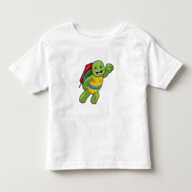 Turtle at Flying with Rocket Toddler T-shirt (Front)