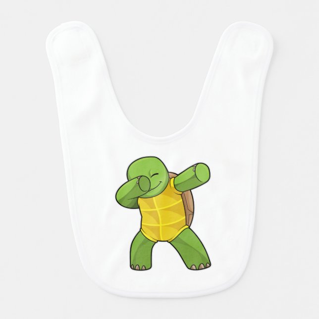 Turtle at Hip Hop Dance Dab Baby Bib (Front)