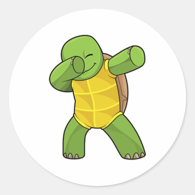 Turtle at Hip Hop Dance Dab Classic Round Sticker (Front)