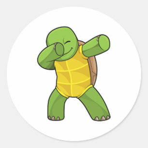 Turtle at Hip Hop Dance Dab Classic Round Sticker