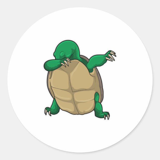 Turtle at Hip Hop Dance Dab Classic Round Sticker (Front)