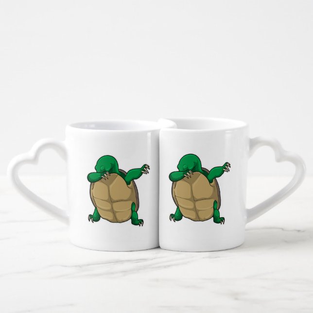 Turtle at Hip Hop Dance Dab Coffee Mug Set (Front Nesting)