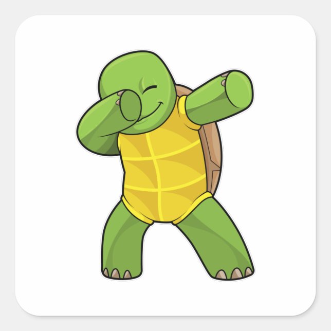 Turtle at Hip Hop Dance Dab Square Sticker (Front)