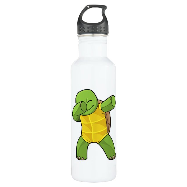 Turtle at Hip Hop Dance Dab Stainless Steel Water Bottle (Front)