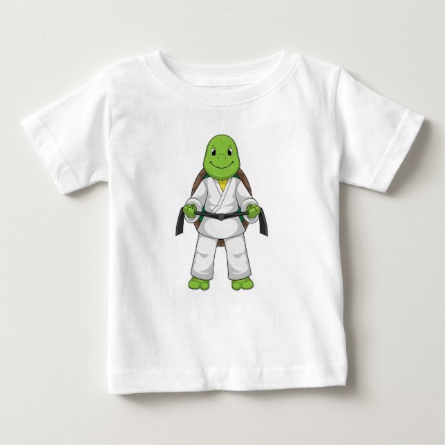 Turtle at Martial arts with black Belt Baby T-Shirt (Front)