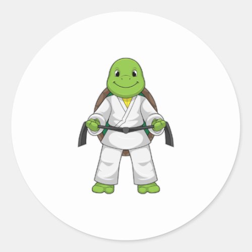 Turtle at Martial arts with black Belt Classic Round Sticker
