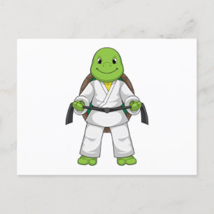 Turtle at Martial arts with black Belt Postcard