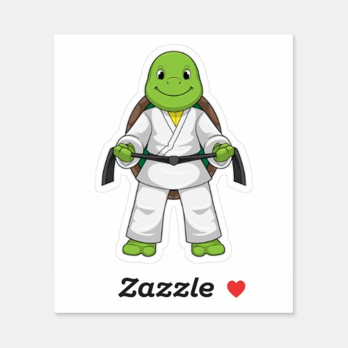 Turtle at Martial arts with black Belt Sticker