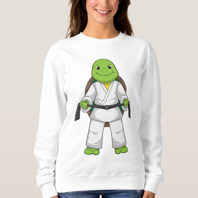 Turtle at Martial arts with black Belt Sweatshirt (Front)