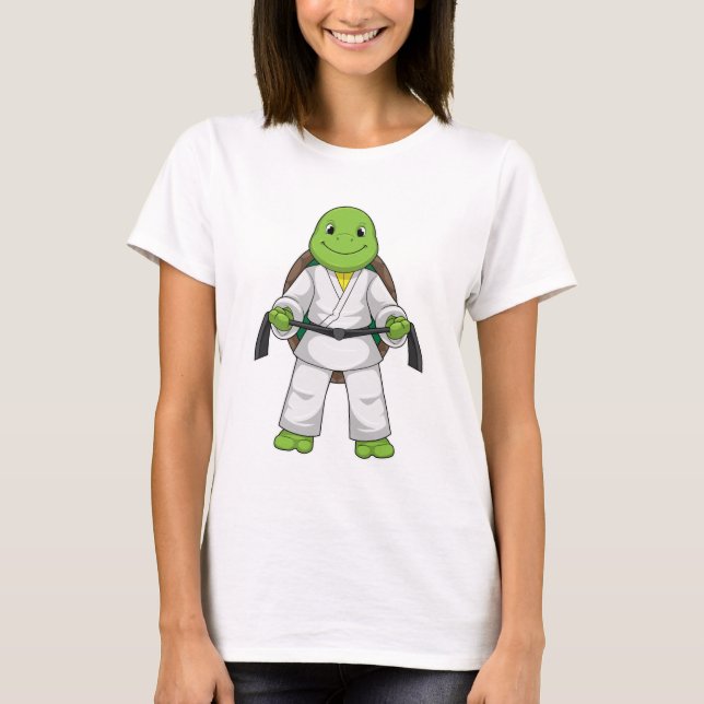 Turtle at Martial arts with black Belt T-Shirt (Front)