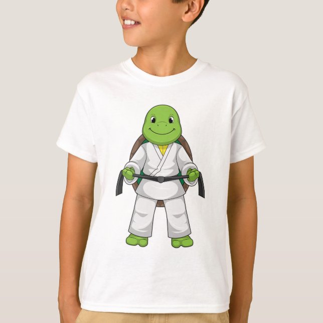 Turtle at Martial arts with black Belt T-Shirt (Front)