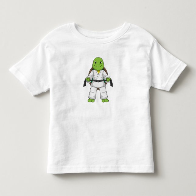 Turtle at Martial arts with black Belt Toddler T-shirt (Front)