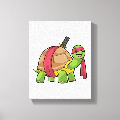 Turtle at Martial arts with Sword Canvas Print