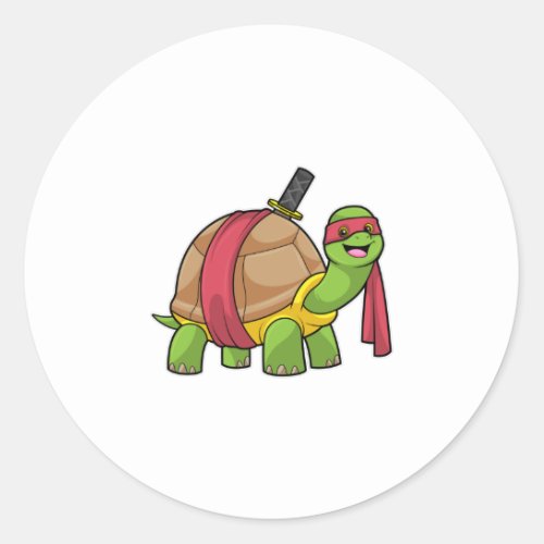 Turtle at Martial arts with Sword Classic Round Sticker