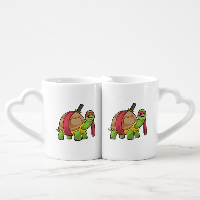 Turtle at Martial arts with Sword Coffee Mug Set (Front Nesting)