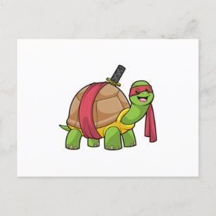 Turtle at Martial arts with Sword Postcard