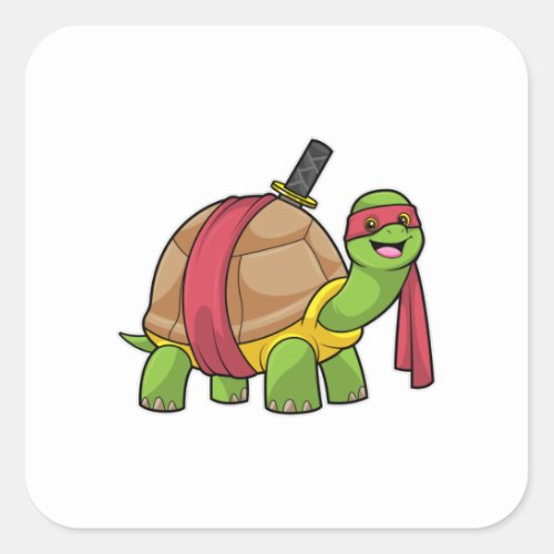 Turtle at Martial arts with Sword Square Sticker
