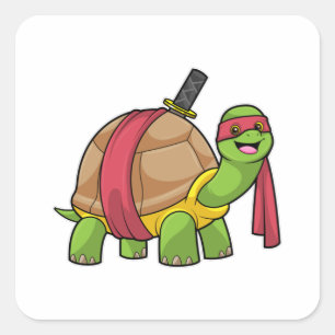 Turtle at Martial arts with Sword Square Sticker