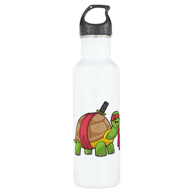 Turtle at Martial arts with Sword Stainless Steel Water Bottle (Front)