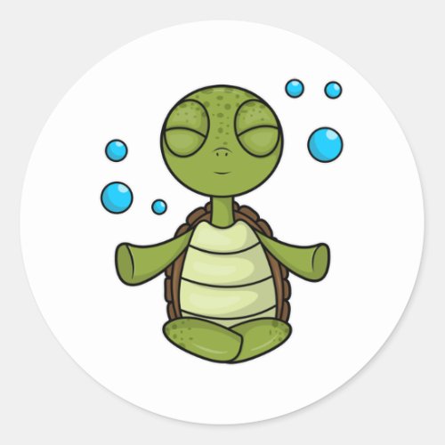 Turtle at Meditating in Sitting Classic Round Sticker
