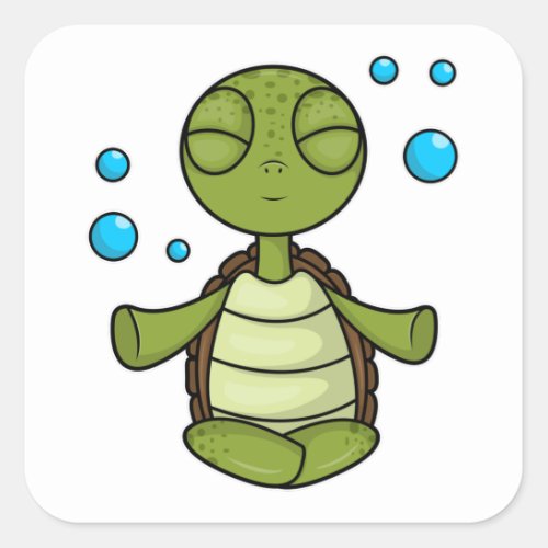 Turtle at Meditating in Sitting Square Sticker