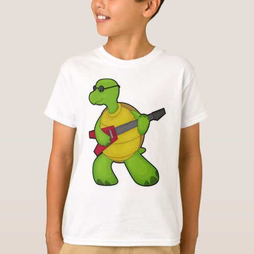 Turtle at Music with Guitar  Sunglasses T_Shirt